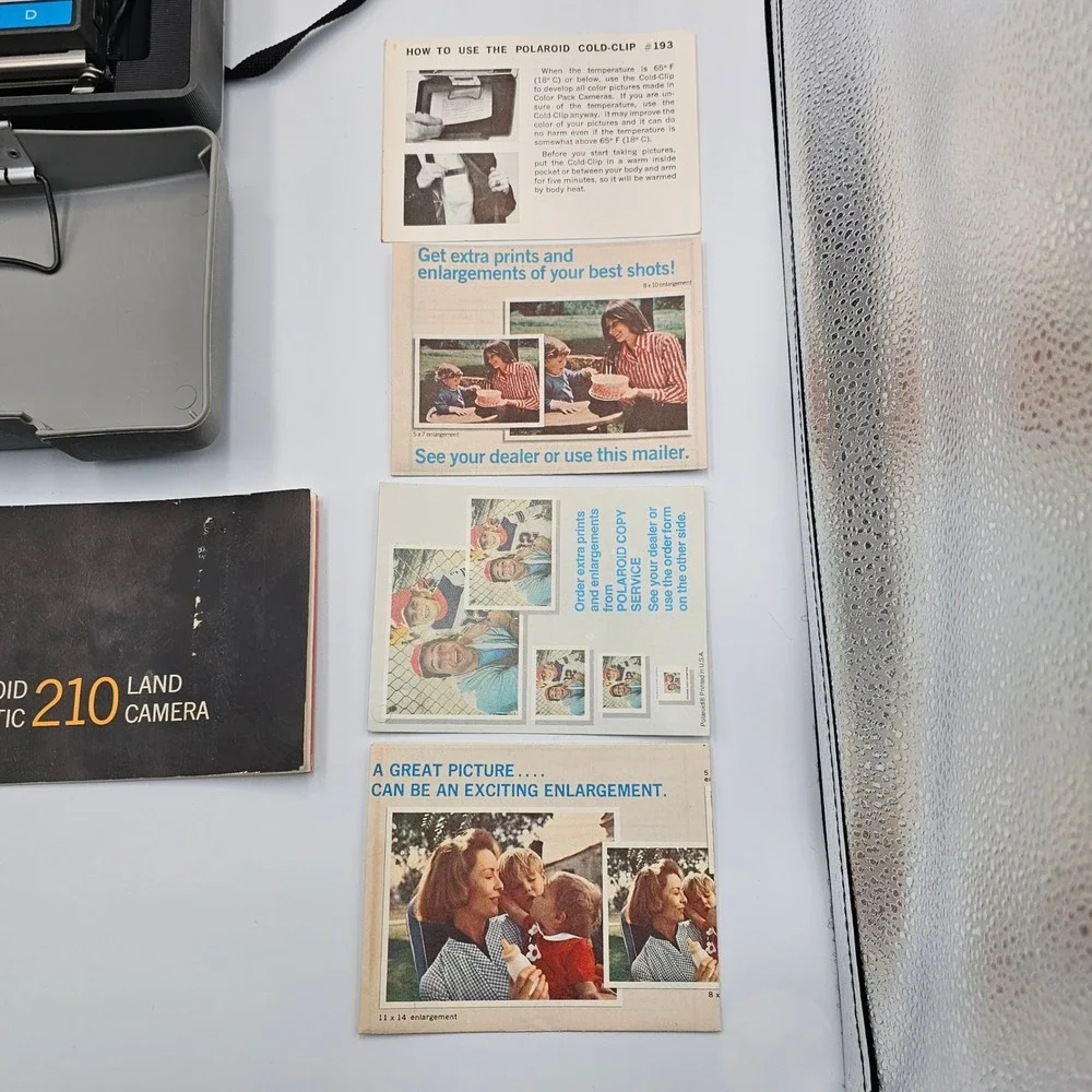 Vintage Polaroid Automatic 210 Land Camera Instant Film Kit with Flash & Manuals
